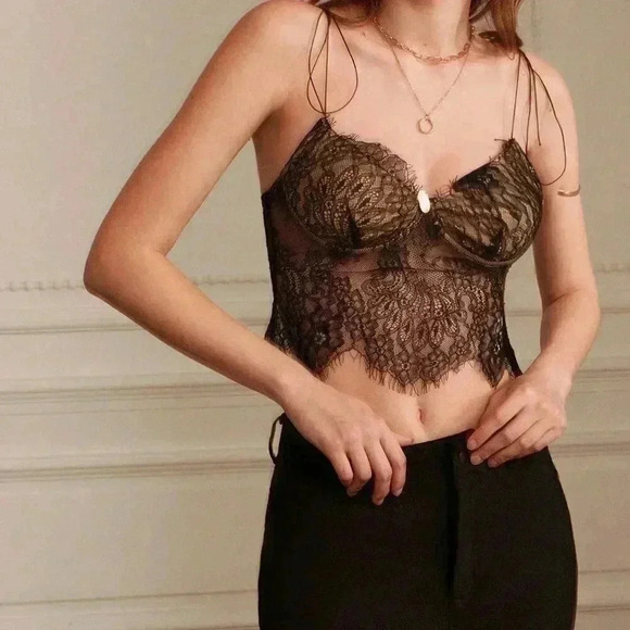 Black Sexy Women's Summer See-Through Camisole With Stickers - Picture 4 of 6